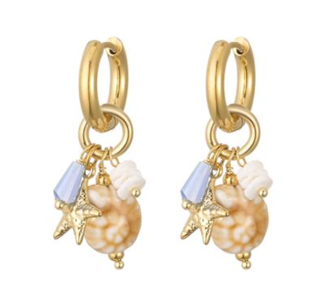 Oorbellen Schelpen goud zomerse oorhangers dames | Coco & Co