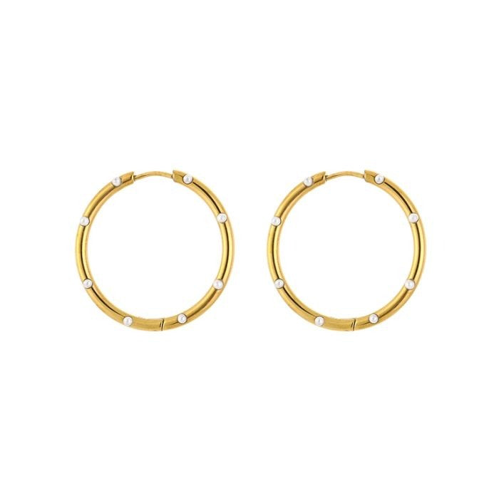 Oorbellen Rond/Parels - Goud