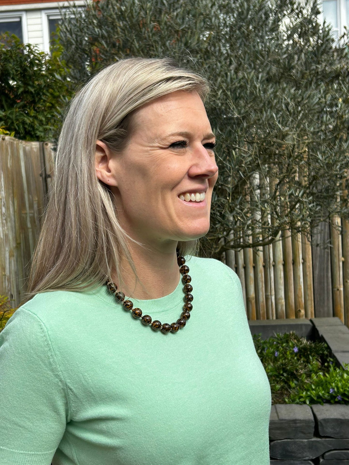 Ketting Luipaardkralen bruin bohemian kralenketting dames | Coco & Co