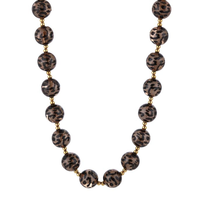 Ketting Kralen panter goud bohemian kralenketting dames | Coco & Co