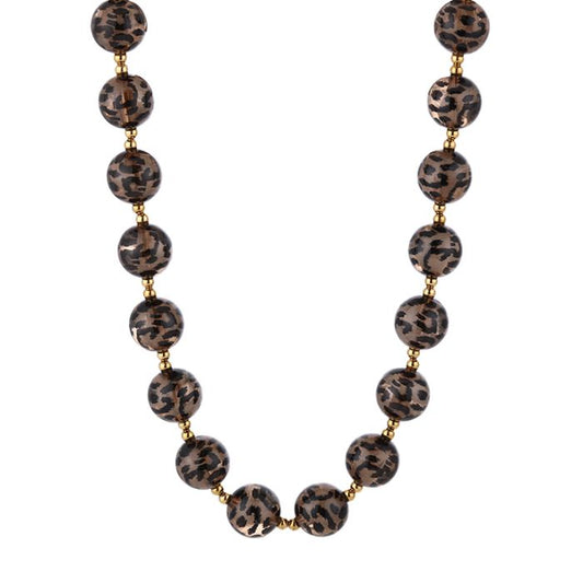 Ketting Kralen panter goud bohemian kralenketting dames | Coco & Co