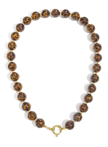 Ketting Luipaardkralen bruin bohemian kralenketting dames | Coco & Co