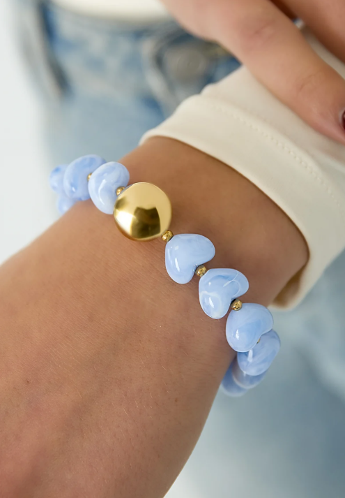 Armband Statement Hart blauw gedragen look dames | Coco & Co