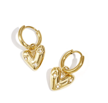 Oorbellen Hart goud creolen kristalsteentjes dames | Coco & Co