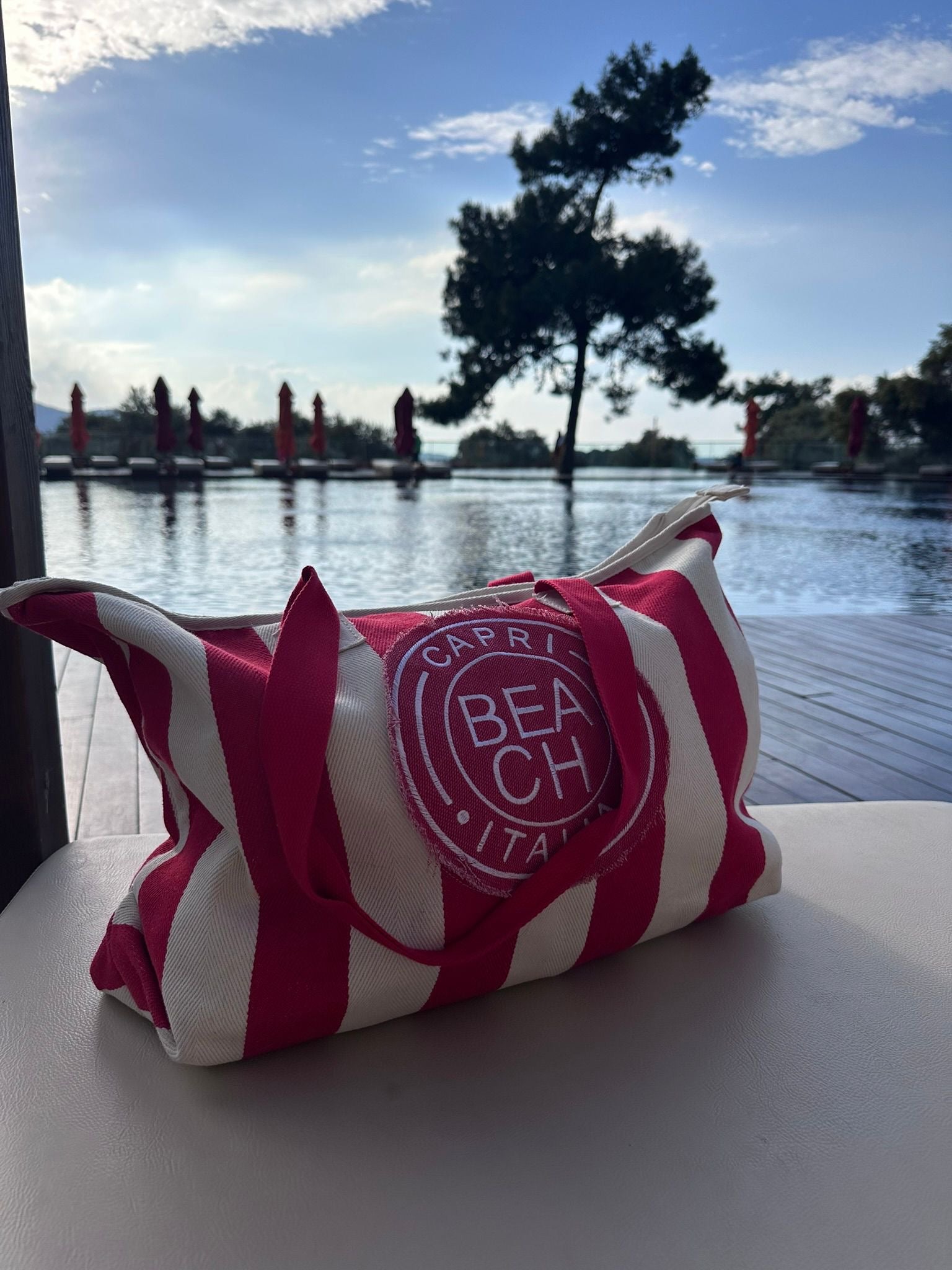 Strandtas rood wit ruim lichtgewicht | Coco & Co