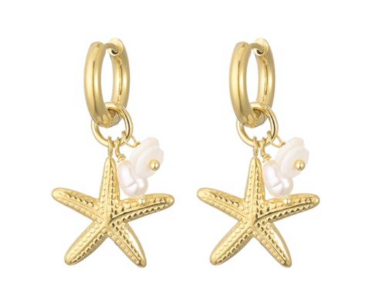 Oorbellen Zeesterren goud zomerse oorhangers dames | Coco & Co
