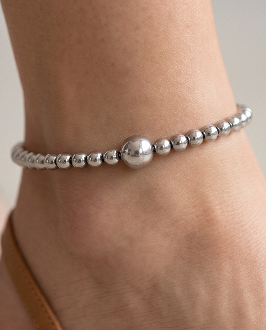 Enkelband Kralen – Zilver
