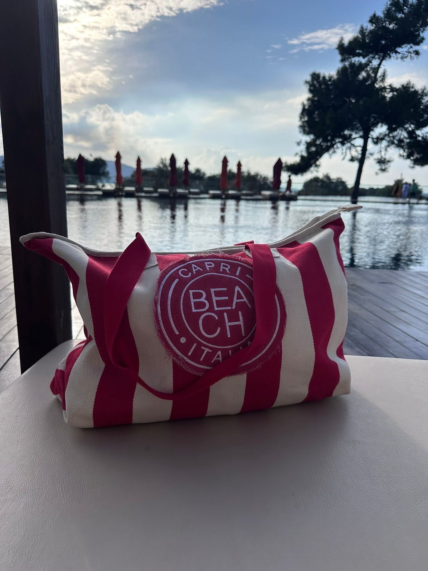 Strandtas rood wit grote strandtas dames | Coco & Co