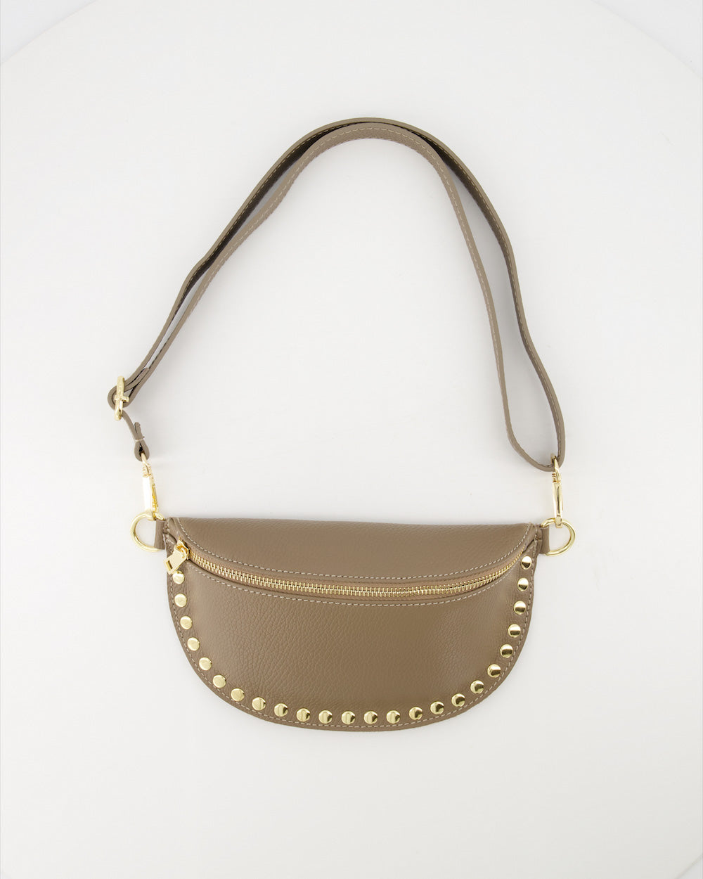 Street Style Crossbody taupe leren heuptas dames | Coco & Co