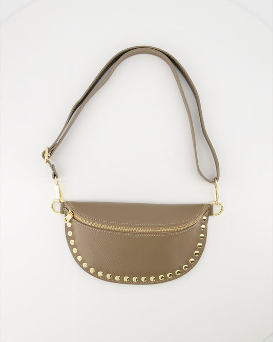 Street Style Crossbody taupe leren heuptas dames | Coco & Co