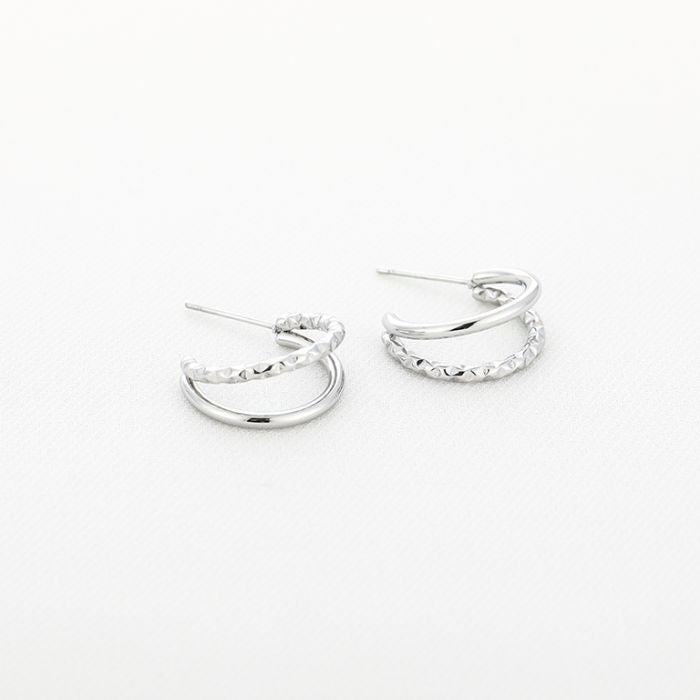 Oorbellen Dubbele Ring zilver moderne oorbellen dames | Coco & Co