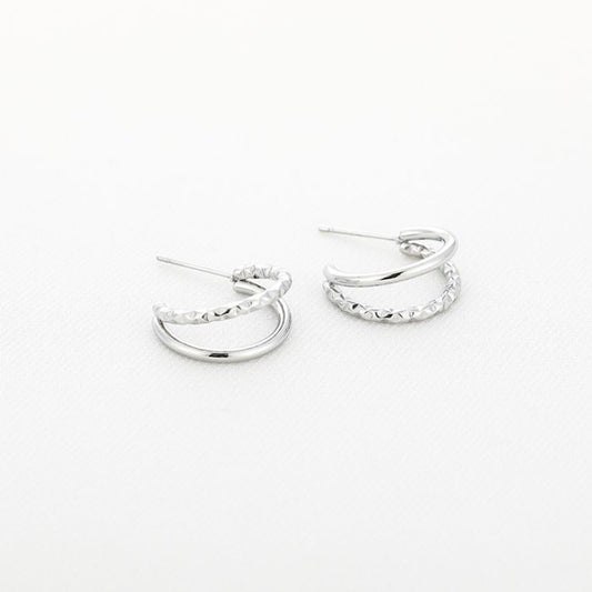 Oorbellen Dubbele Ring zilver moderne oorbellen dames | Coco & Co
