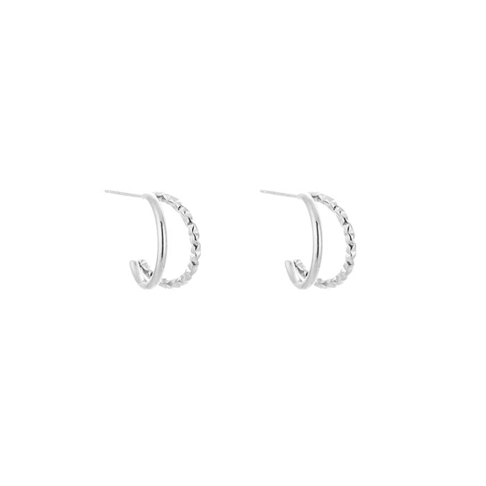 Oorbellen Dubbele Ring zilver moderne oorbellen dames | Coco & Co