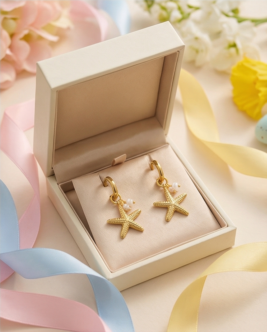 Oorbellen Zeesterren goud zomerse oorhangers dames | Coco & Co