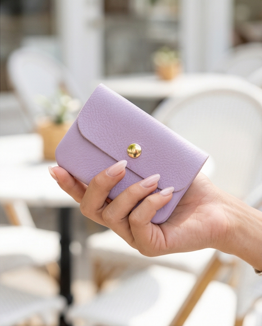 Pocket Glam Wallet lila leren portemonnee dames | Coco & Co