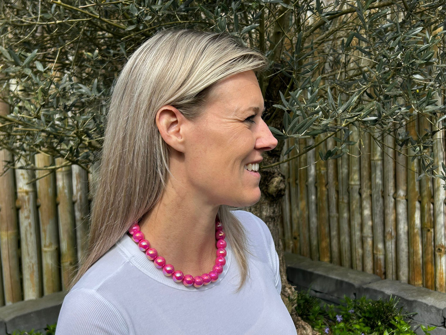 Ketting Statement roze kralenketting dames | Coco & Co