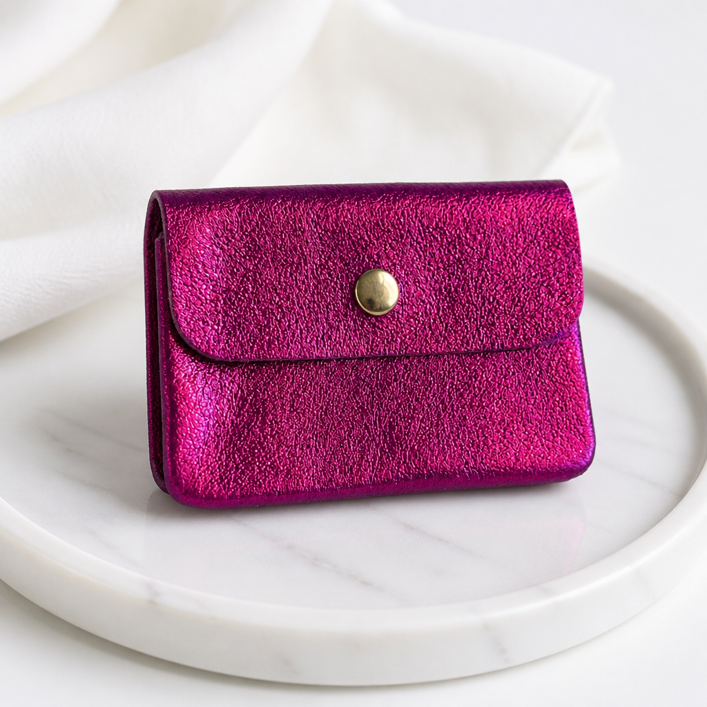Pocket Glam Wallet fuchsia leren portemonnee dames | Coco & Co