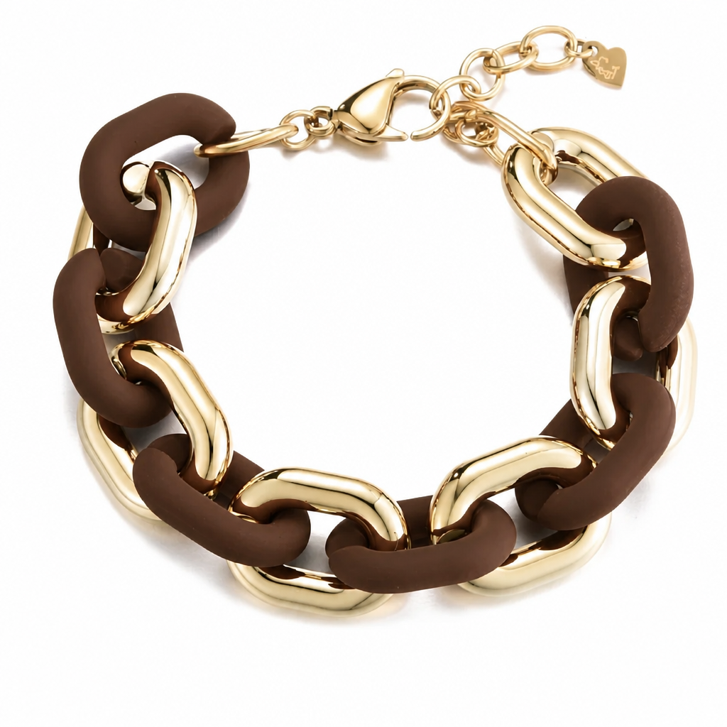 Armband Schakel goud bruin dames sieraden | Coco & Co