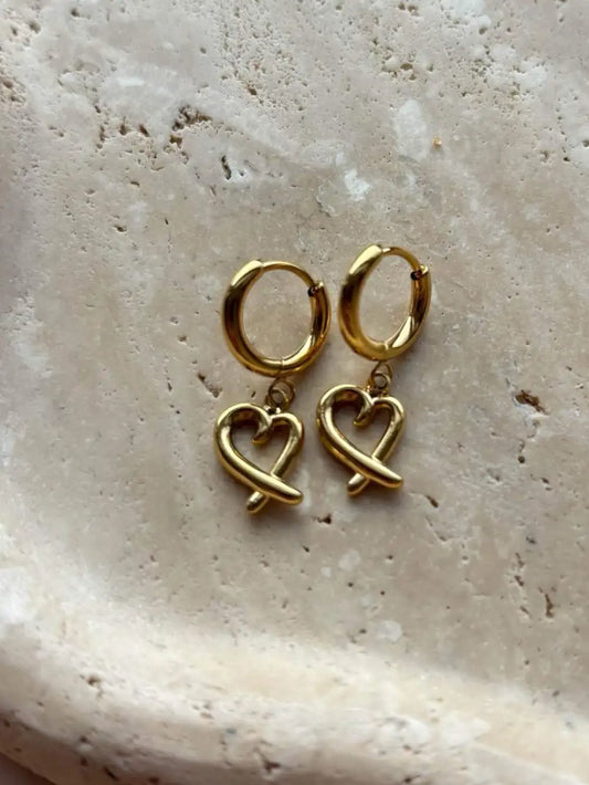 Oorbellen Hart goud open hartje hanger dames | Coco & Co