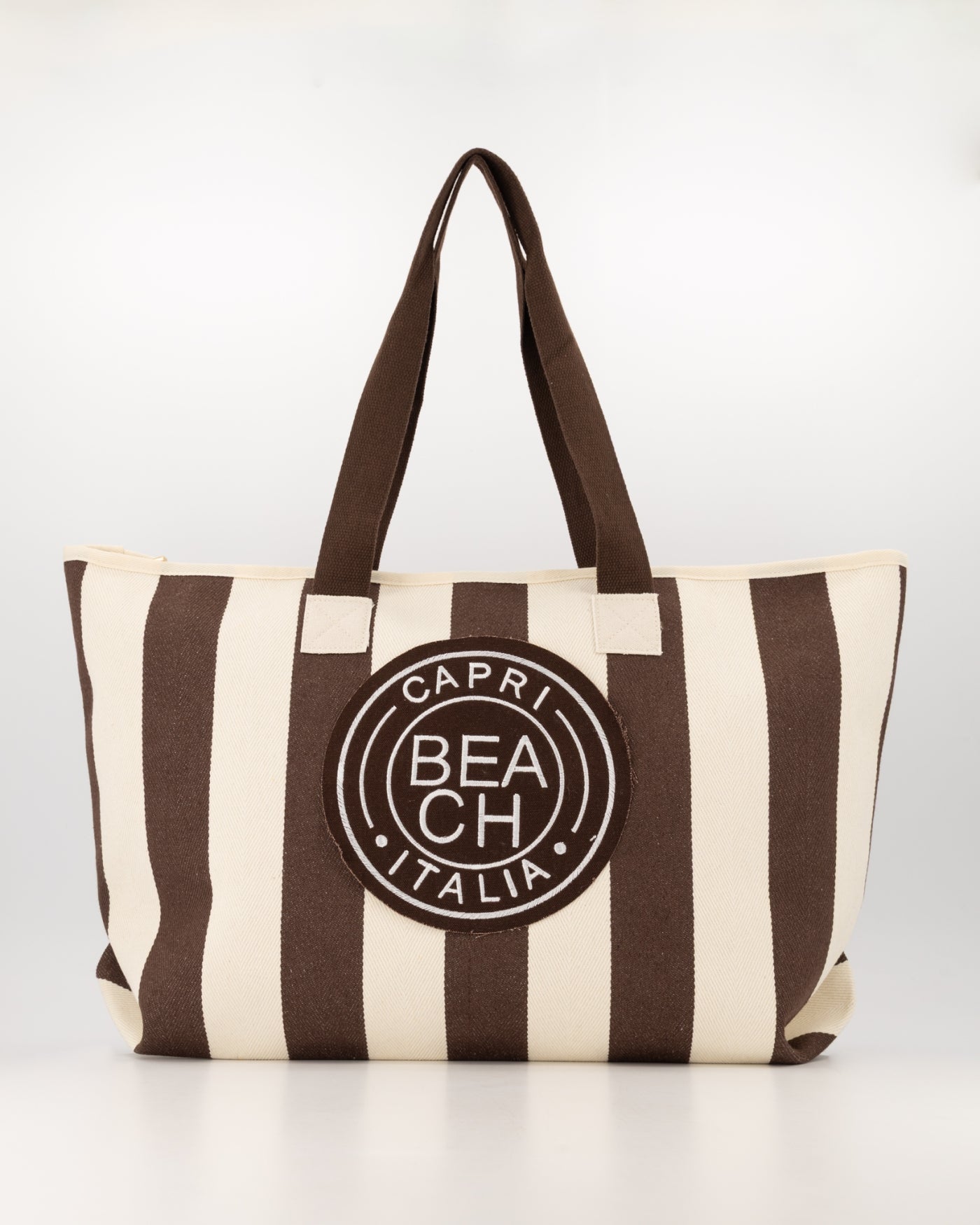 Strandtas bruin wit grote strandtas dames | Coco & Co