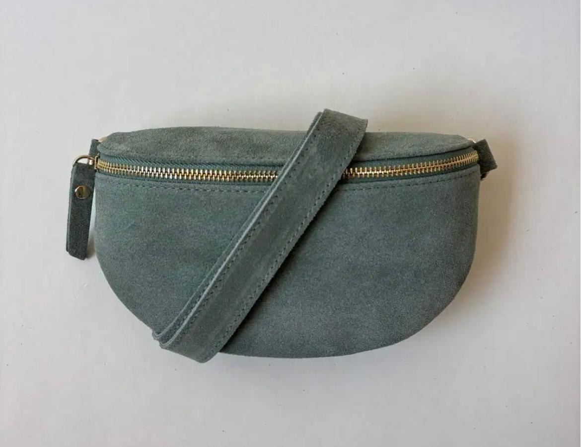 Heuptas groen suede crossbody tas dames | Coco & Co