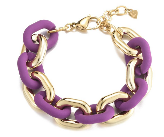 Armband Schakel goud paars dames sieraden | Coco & Co