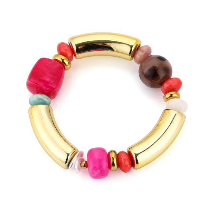 Armband Statement goud meerkleurig gedragen look dames | Coco & Co