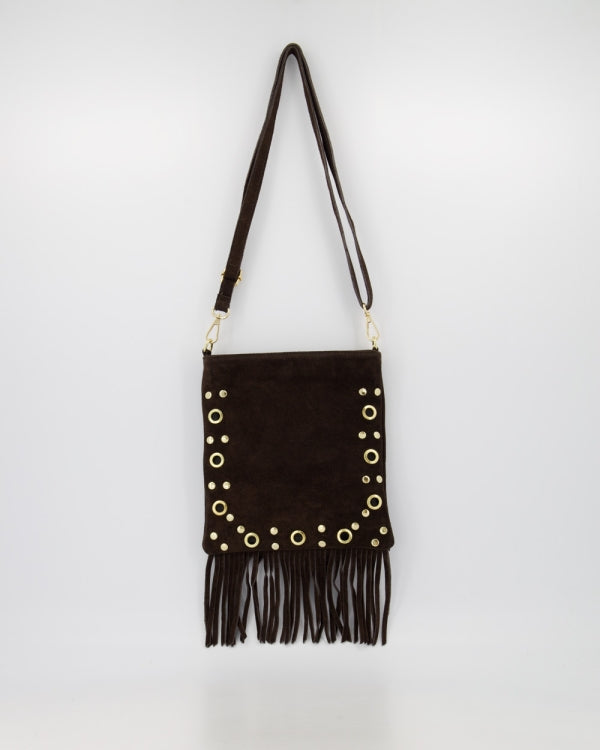 Fringe Glam Bag bruin gedragen look dames | Coco & Co